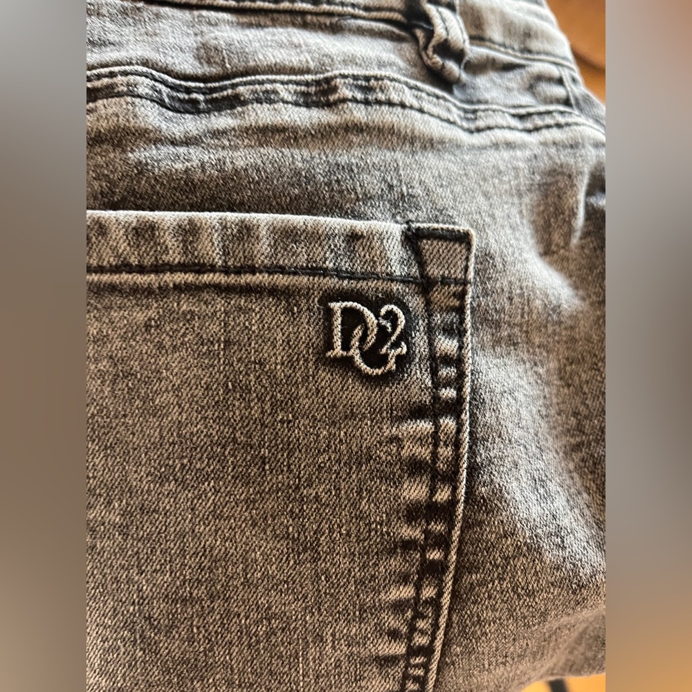DG2 Diane Gilman macaw parrot black acid wash skinny stretch jeans 14 12 painted - Picture 7 of 7